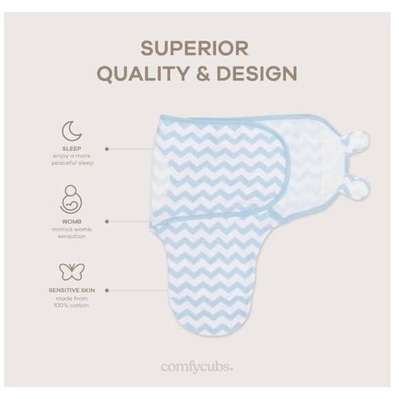 Comfy Cubs 3-Pack Easy‎ Swaddles Large 3-6 Months 14-18 Lbs 100% Cotton - Picture 3 of 5
